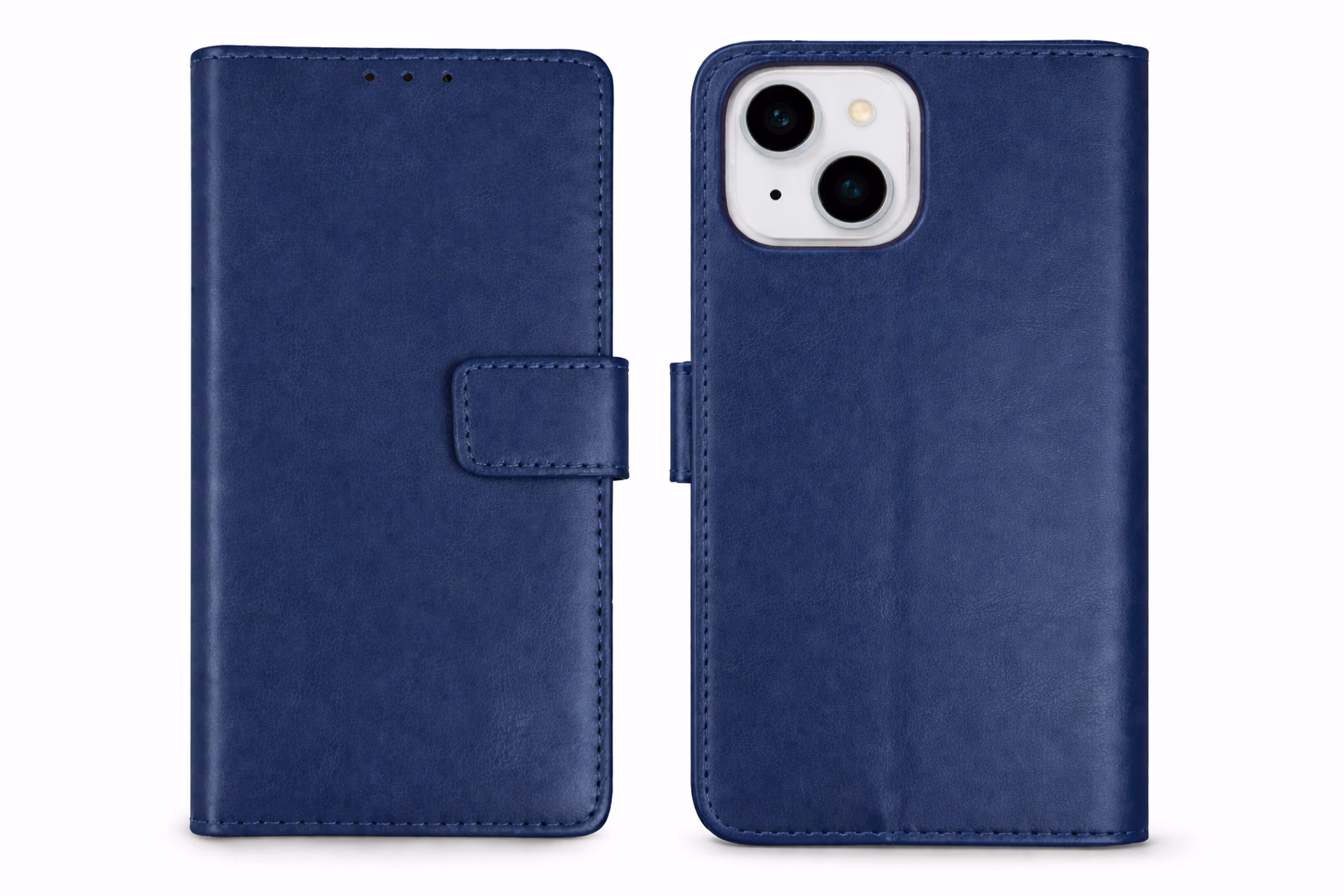iPhone 15 - Classic Leather Wallet - Navy Blue